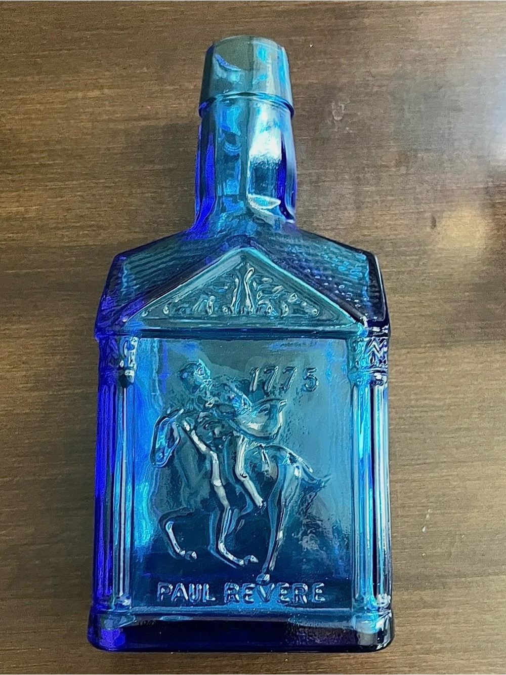 Wheaton Cobalt Blue Paul Revere Commemorative Bottle 8” EIC